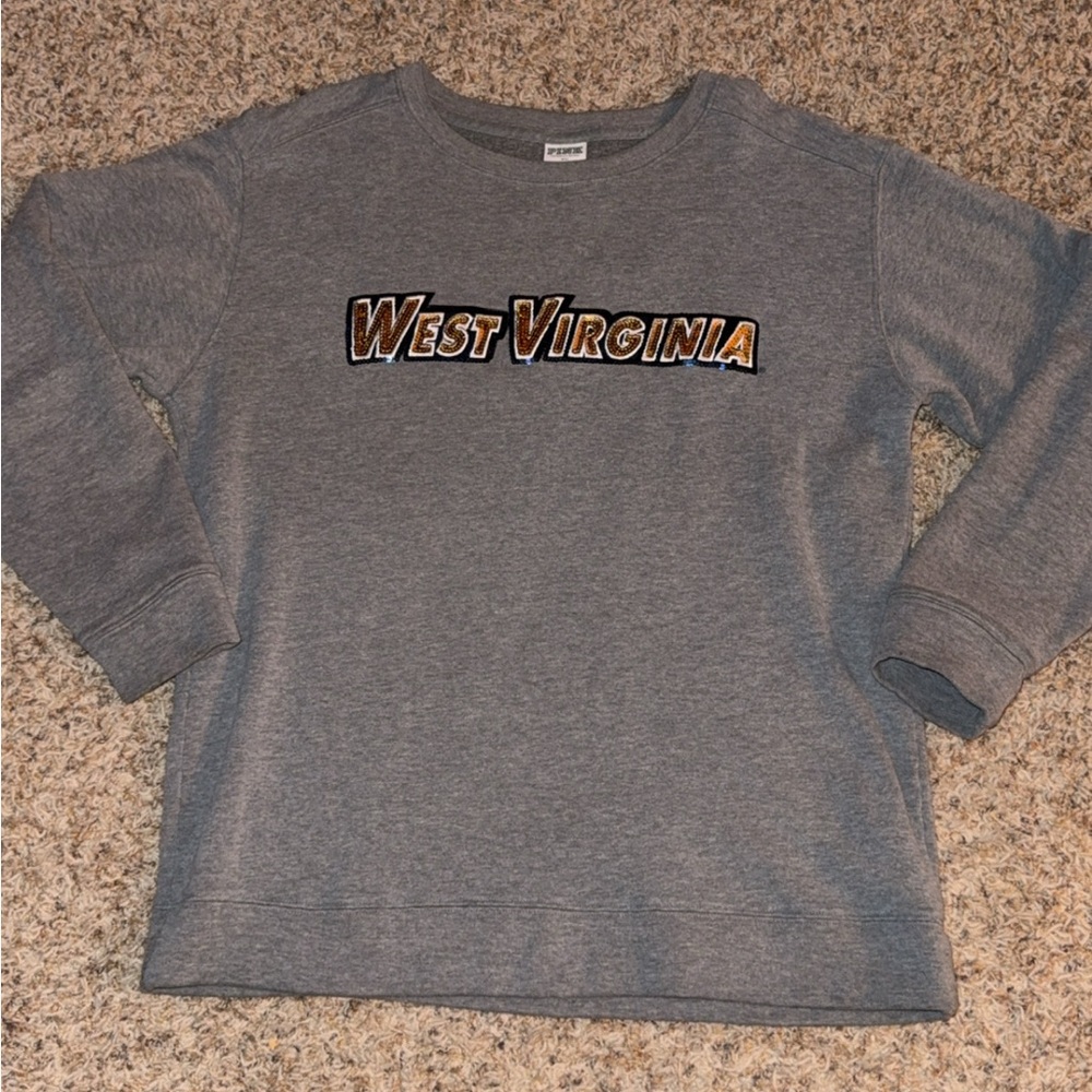 WVU West Virginia Mountaineers Victorias Secret PINK sequin Crewneck